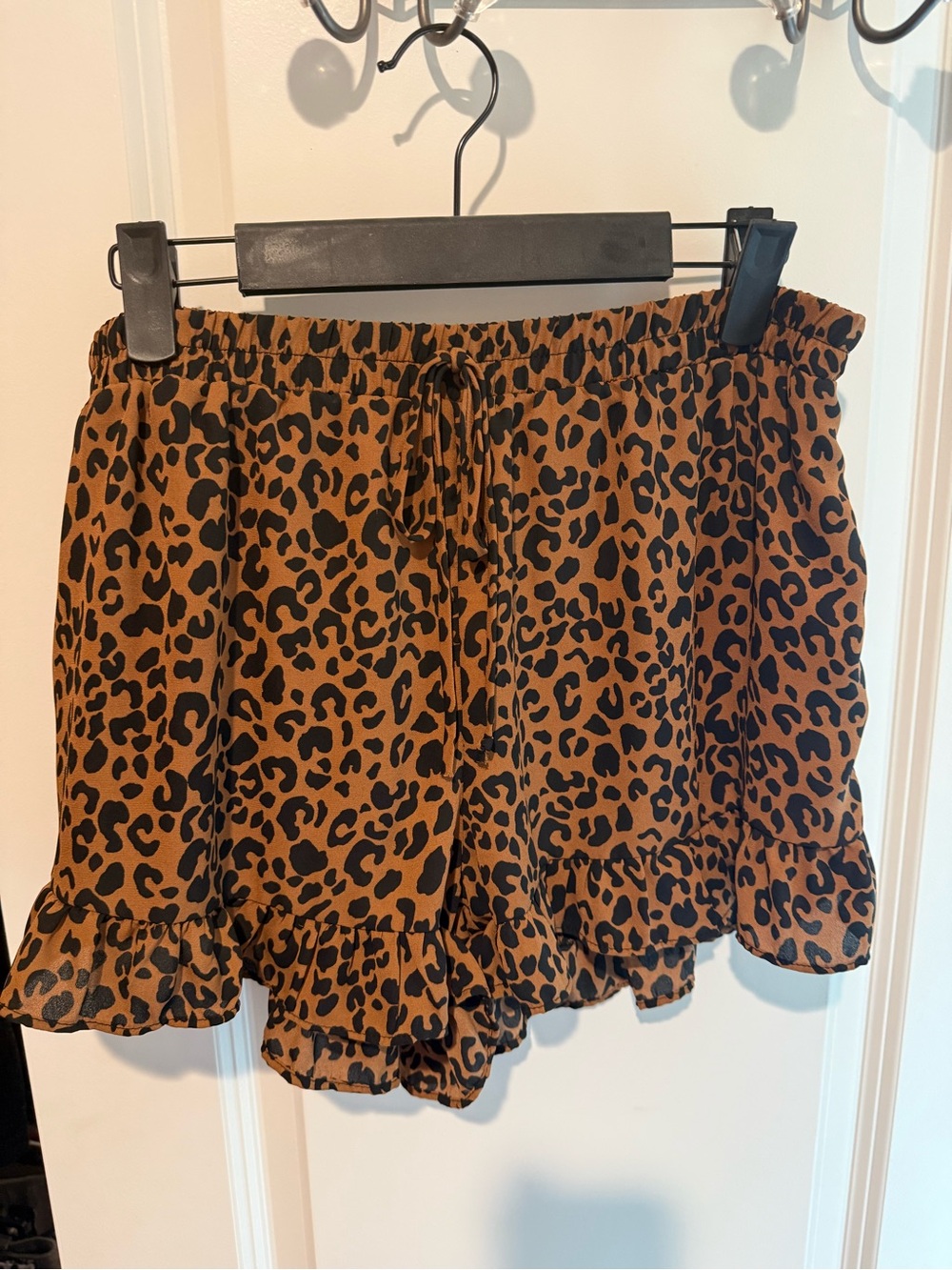 Sienna Sky Leopard Print Ruffle Shorts - Brown & Black